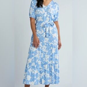 NWT Time and Tru Women's Crinkle Maxi Dress with Short Sleeves, Size: XL